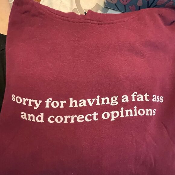 Fat A** & Correct Opinions Hoodie Sweatshirt Maroon White Graphic Fleece 2X - Picture 7 of 7